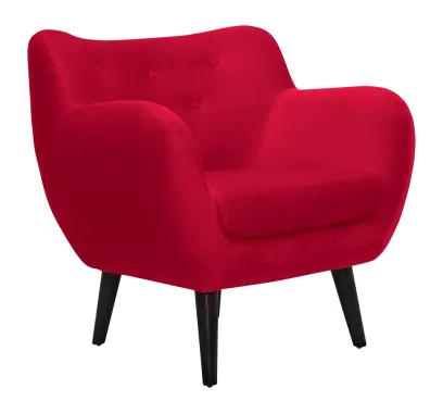 MONARCH - 1, křeslo, tmavé dřevo, čalouněné, látka červená